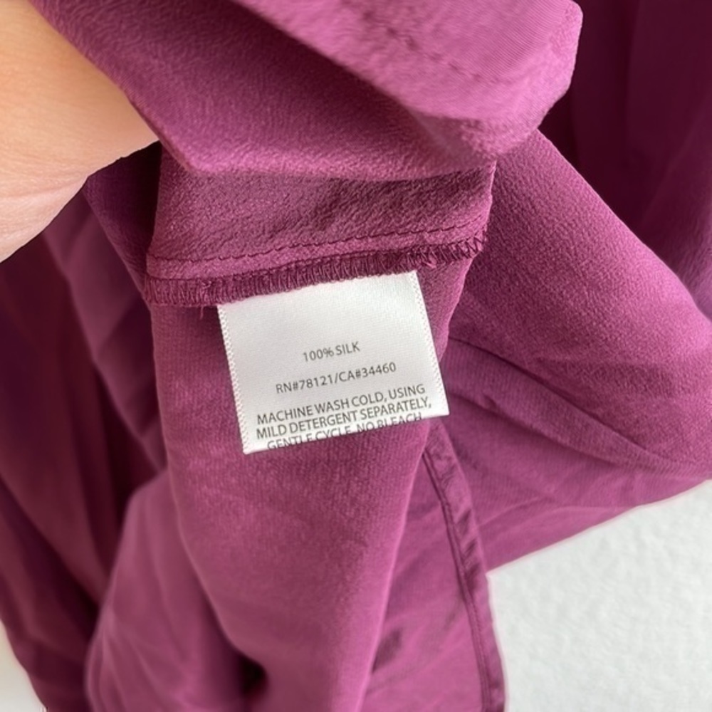 EILEEN FISHER Silk Crepe De Chine POMGR Mandarin Collar Tunic XS NWT $218 - Picture 8 of 9